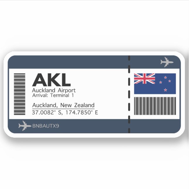 Adesivo Passagem de Embarque Auricular AKL - Bilhete Nova  (Frente)