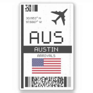 Adesivo Passagem de embarque de Austin - Viagem do Texas