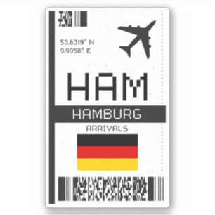 Adesivo Passagem de embarque de HAM Hamburg - Alemanha - V