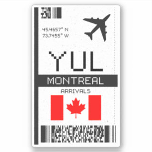Adesivo Passagem de embarque em Montreal YUL - Viagem do C