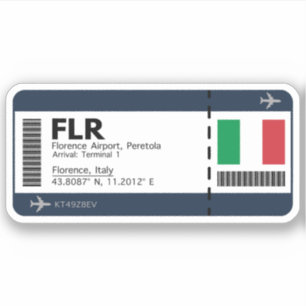Adesivo Passagem de embarque FLR Florence - Itália Viagem