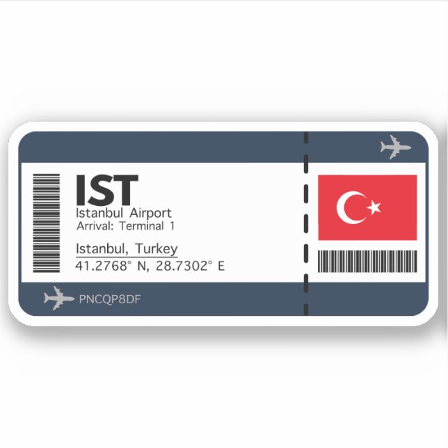 Adesivo Passagem de embarque IST em Istambul - Bilhete de  (Frente)