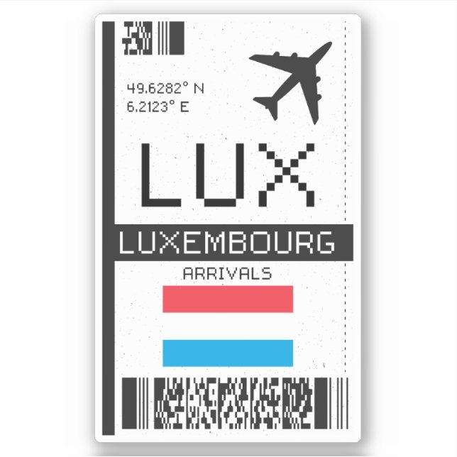 Adesivo Passagem de embarque LUX Luxembourg - Viagem do ae (Frente)
