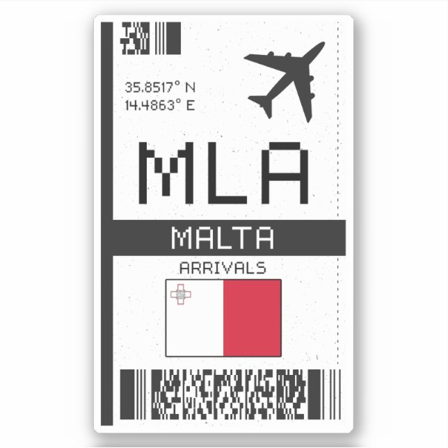 Adesivo Passagem de embarque MLA Malta - Viagem do aeropor (Frente)