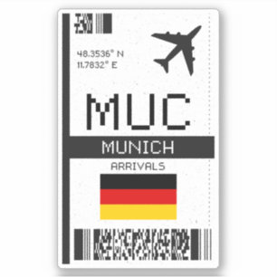 Adesivo Passagem de embarque MUC Munique - Alemanha Viagem