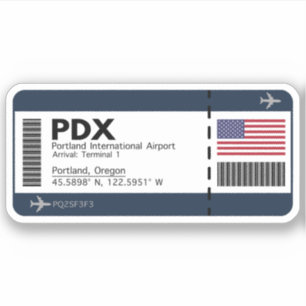 Adesivo Passagem de embarque PDX Portland - Oregon