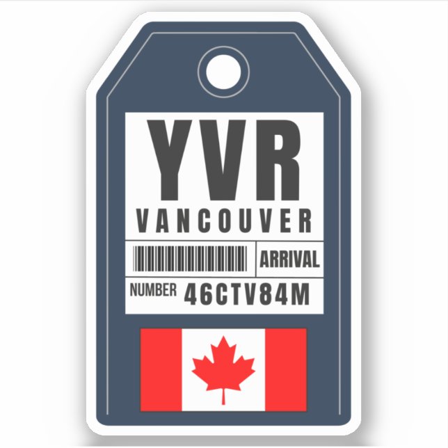 Adesivo Passagem de Embarque Vancouver - Canadá YVR (Frente)