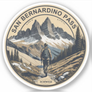 Adesivo passagem de montanha de San Bernardino nos Alpes s