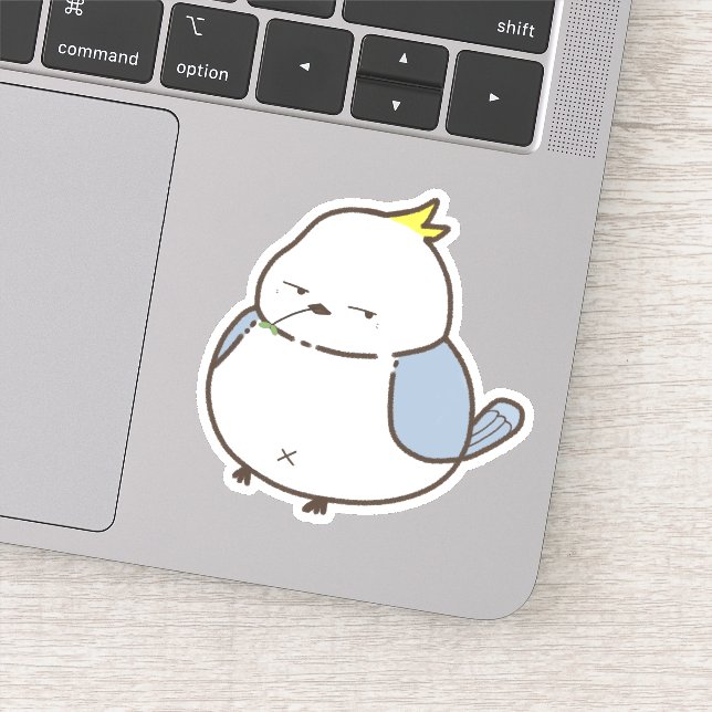 Adesivo Pássaro azul tem cabelo amarelo Vinheta de vinilo  (Detalhe)