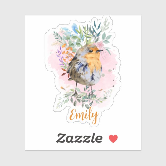 Adesivo Pássaro Colorido Bonito (Folha)