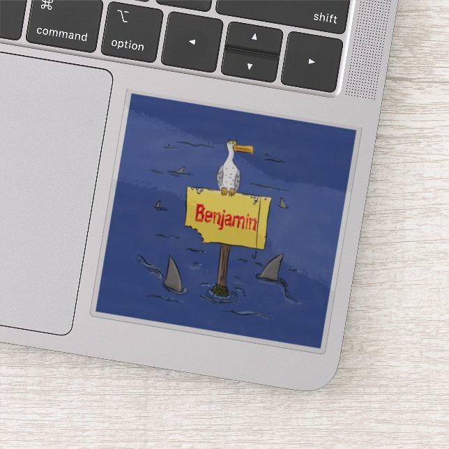 Adesivo Pássaro-do-mar engraçado circulado por desenhos an (Detalhe)