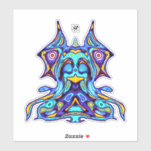 Adesivo Pássaro dragão colorido no trono v1