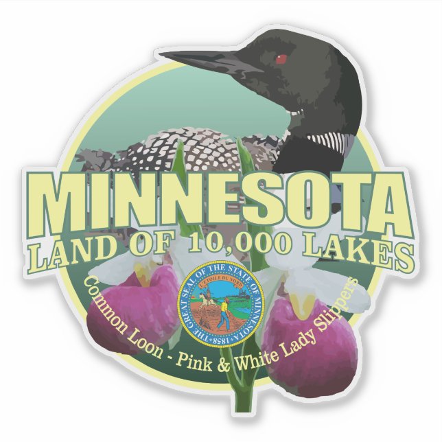 Adesivo Pássaro e Flor do Estado de Minnesota (Frente)