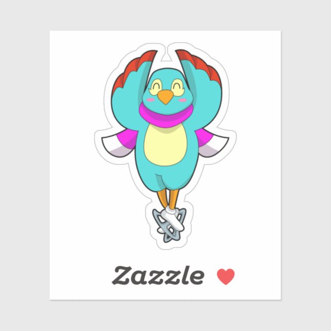 Adesivo Pássaro na patinação de gelo com skates de gelo.PN (Folha)