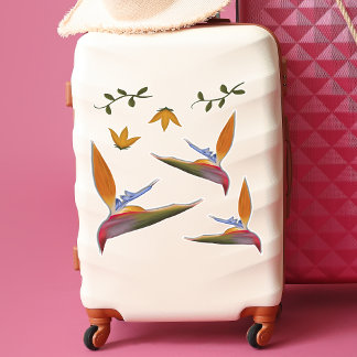 Adesivo Pássaro Tropical Vibrante Desenhado Mão do Paraíso