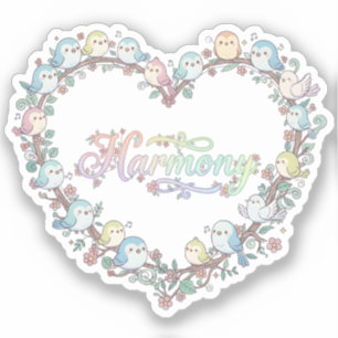 Adesivo Pássaros Chibi Fofos Harmonia