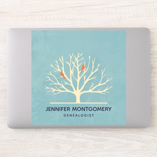 Adesivo Pássaros Laranja Modernos em uma Ilustração em Gra (Computador)