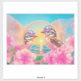 Adesivo Pássaros legal com óculos Sunset