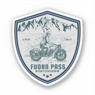 Adesivo Passe Fuorn-Passo Ofen passeio de moto nos Alpes s