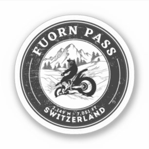Adesivo Passe Fuorn-Passo Ofen passeio de moto nos Alpes s