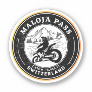 Adesivo Passe Maloja passeio de moto pelos Alpes suíços