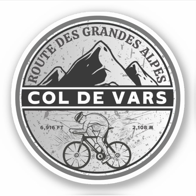 Adesivo Passeio de bicicleta Col de Vars francês Alpes (Frente)