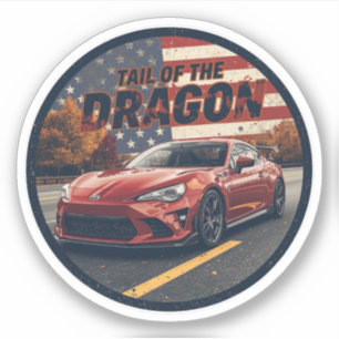 Adesivo Passeio de carro esportivo Tail of the Dragon Deal