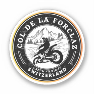 Adesivo Passeio de moto Col de la Forclaz alpes suíços