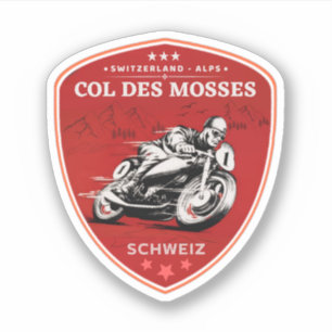 Adesivo Passeio de moto pelas alpes suíças Col des Mosses