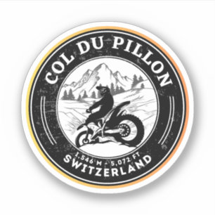 Adesivo Passeio de moto pelas alpes suíças Col du Pillon