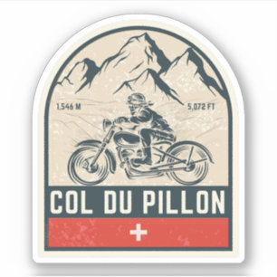 Adesivo Passeio de moto pelas alpes suíças Col du Pillon