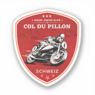 Adesivo Passeio de moto pelas alpes suíças Col du Pillon