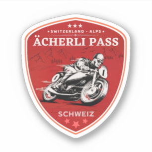 Adesivo Passeio de moto pelas alpes suíças pelo Passo Äche
