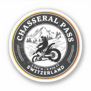 Adesivo Passeio de moto pelas alpes suíças pelo Passo Chas