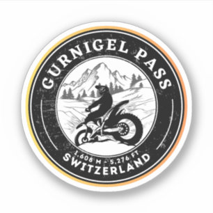 Adesivo Passeio de moto pelas Alpes suíças pelo Passo Gurn