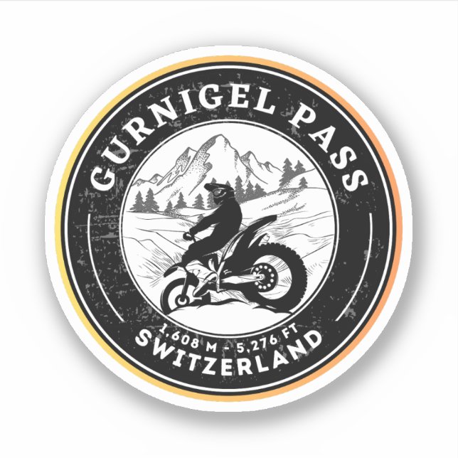 Adesivo Passeio de moto pelas Alpes suíças pelo Passo Gurn (Frente)