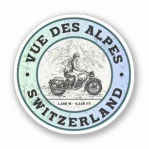 Adesivo Passeio de moto pelas Alpes suíças Vue des Alpes