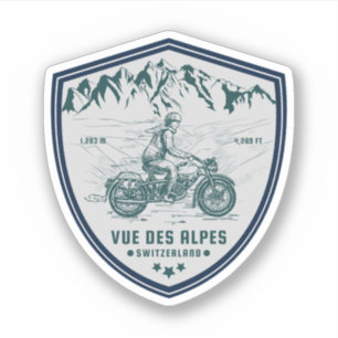 Adesivo Passeio de moto pelas Alpes suíças Vue des Alpes