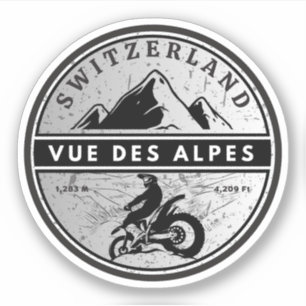 Adesivo Passeio de moto pelas Alpes suíças Vue des Alpes