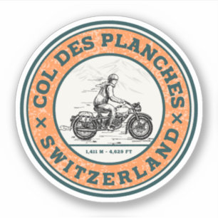 Adesivo Passeio de moto pelas colinas suíças Col des Planc