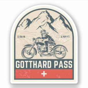 Adesivo Passeio de moto pelo Passo de Gotthard nos Alpes s