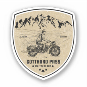 Adesivo Passeio de moto pelo Passo de Gotthard nos Alpes s