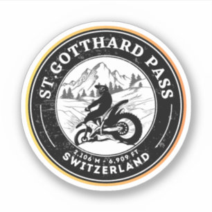 Adesivo Passeio de moto pelo Passo de Gotthard nos Alpes s