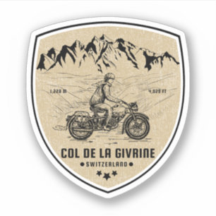 Adesivo Passeio de moto pelos Alpes suíços Col de la Givri