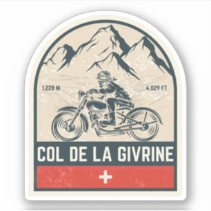 Adesivo Passeio de moto pelos Alpes suíços Col de la Givri