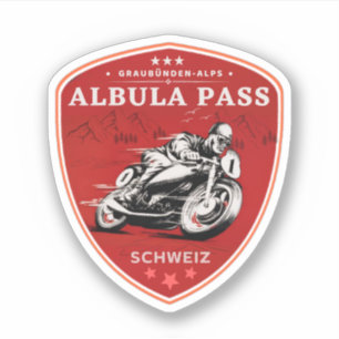 Adesivo Passeio de moto pelos Alpes suíços pelo passo Albu