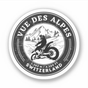 Adesivo Passeio de moto Vue des Alpes Swiss-Alps