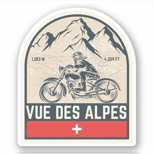 Adesivo Passeio de moto Vue des Alpes Swiss-Alps (Frente)
