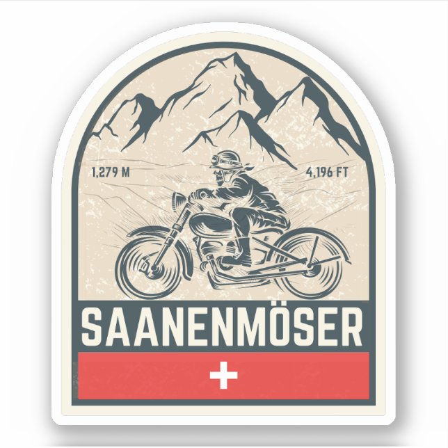 Adesivo Passeio de motocicleta dos swiss-alps de Saanenmös (Frente)