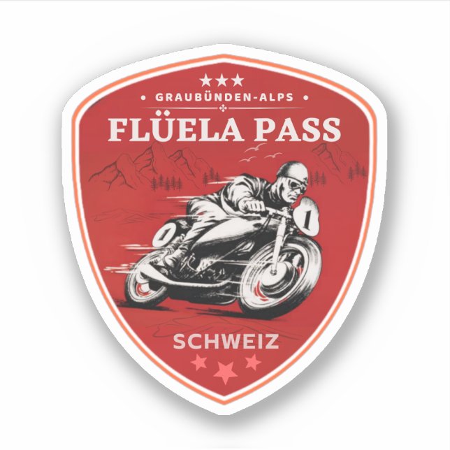 Adesivo Passeio de motocicleta Flüela Pass Swiss-alps (Frente)